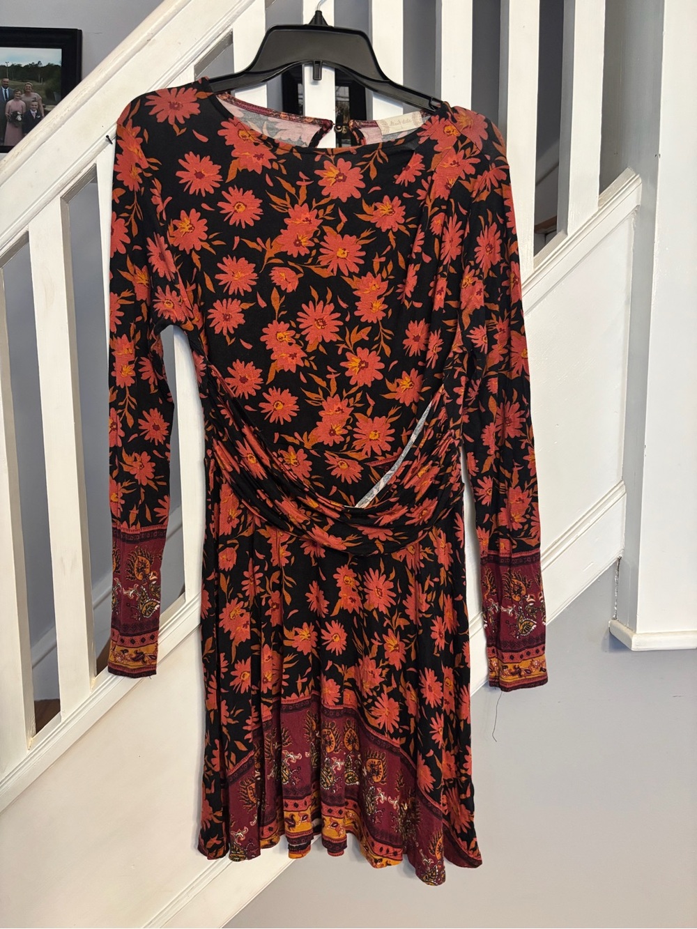 Altar'd State Black Dress with Coral Floral Print